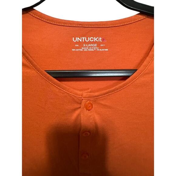 UnTuckit EcoSoft Short-Sleeve Henley In Spice Orange Size XL - Picture 5 of 10